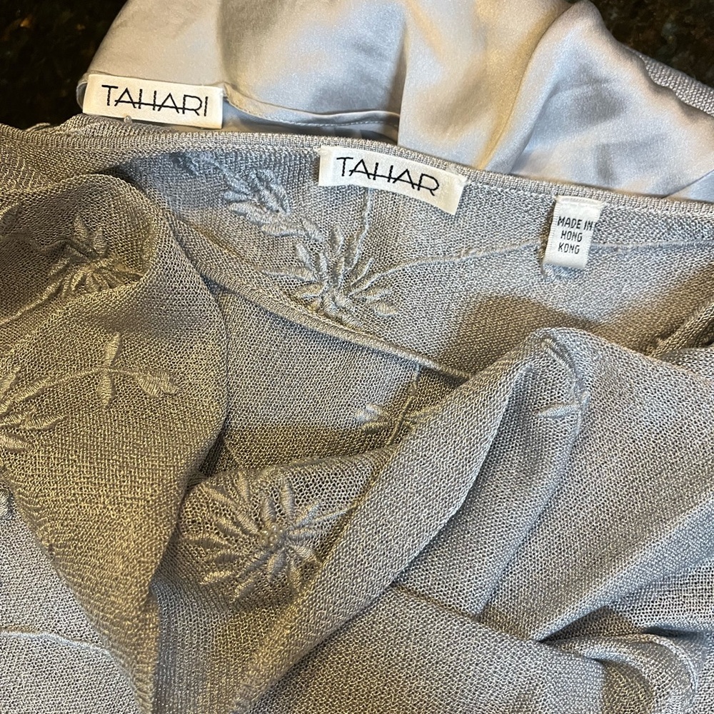 Tahari Light Gray Shimmery Knit Dress - Picture 13 of 16
